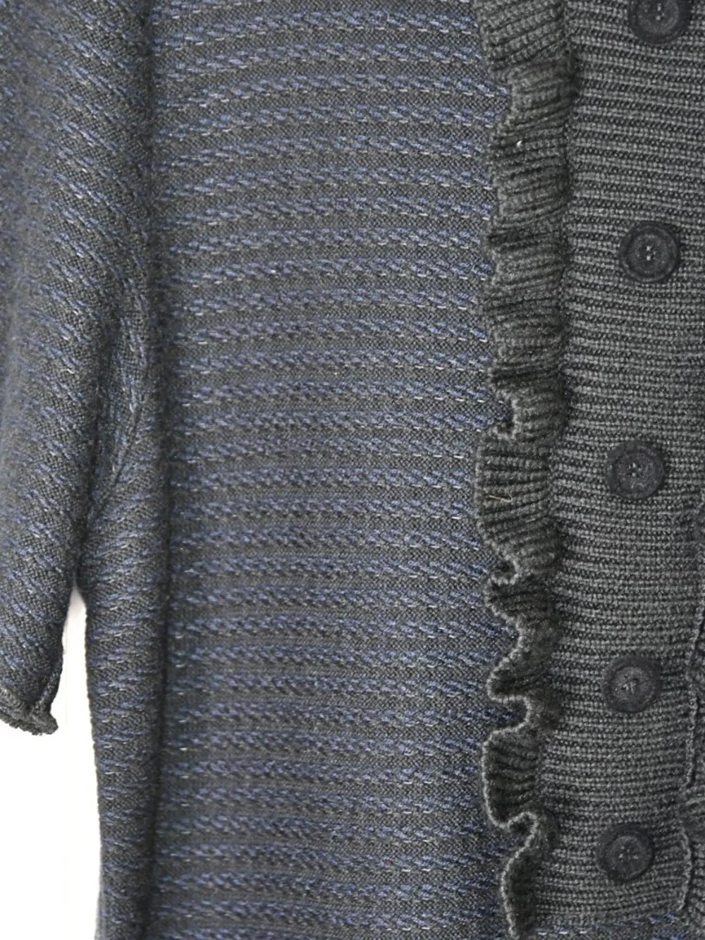 Aldo Martins Blue/Black Ruffle Bib Short Sleeves Sweater Dress
